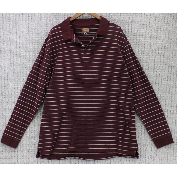The Foundry Supply Co Polo Shirt Mens XLT Brown Casual Striped Long Sleeve - Picture 1 of 9